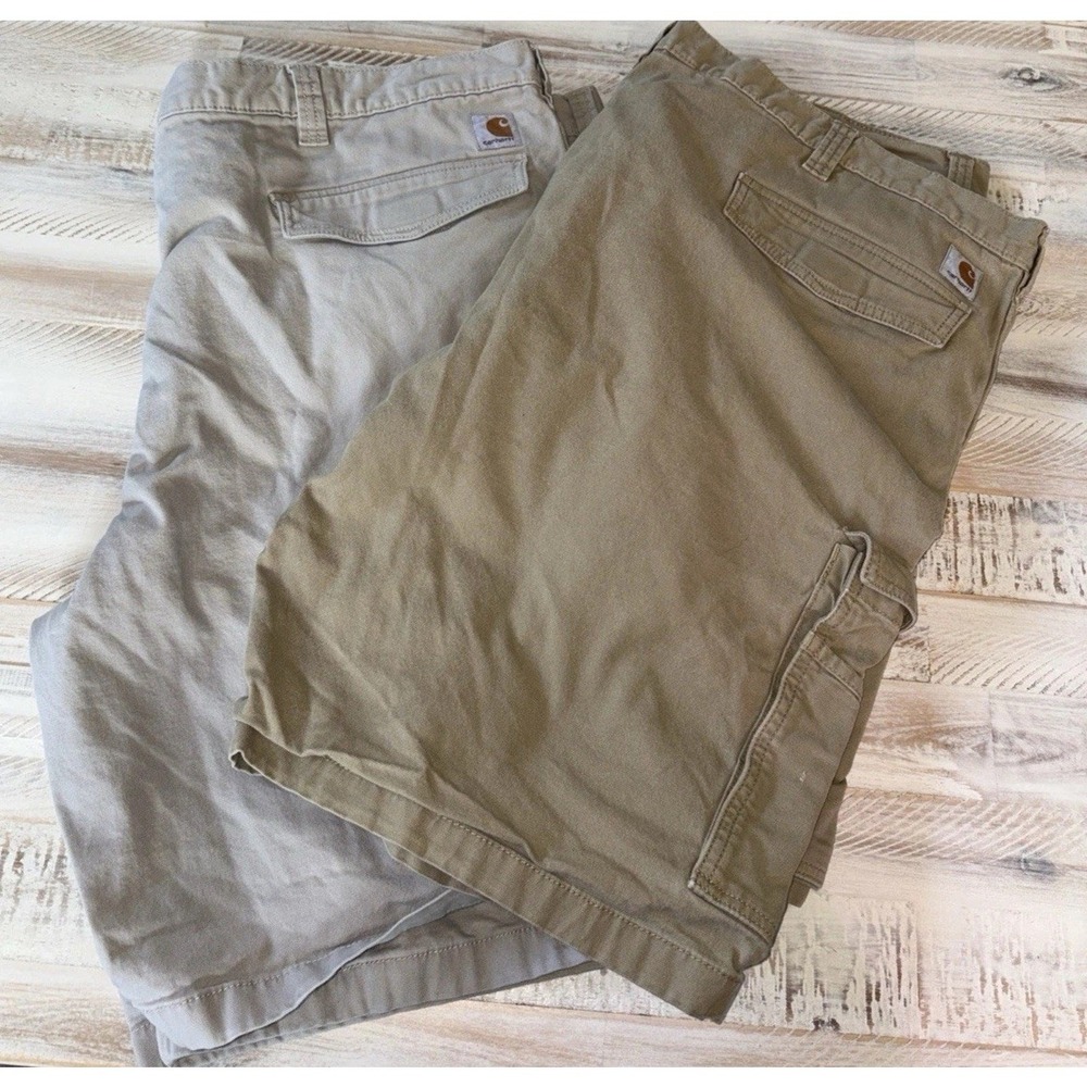 Carhartt Force Broxton Cargo Shorts Mens 40 Khaki Shadow Ripstop Work *Lot Of 2*
